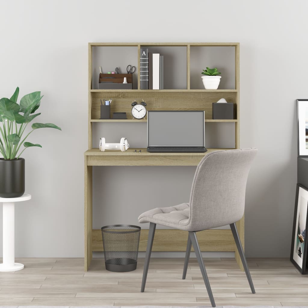 Desk with shelf Sonoma oak 102x45x148 cm wood material
