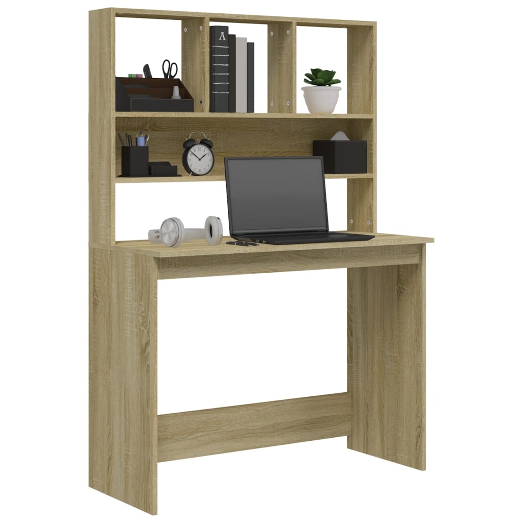Desk with shelf Sonoma oak 102x45x148 cm wood material