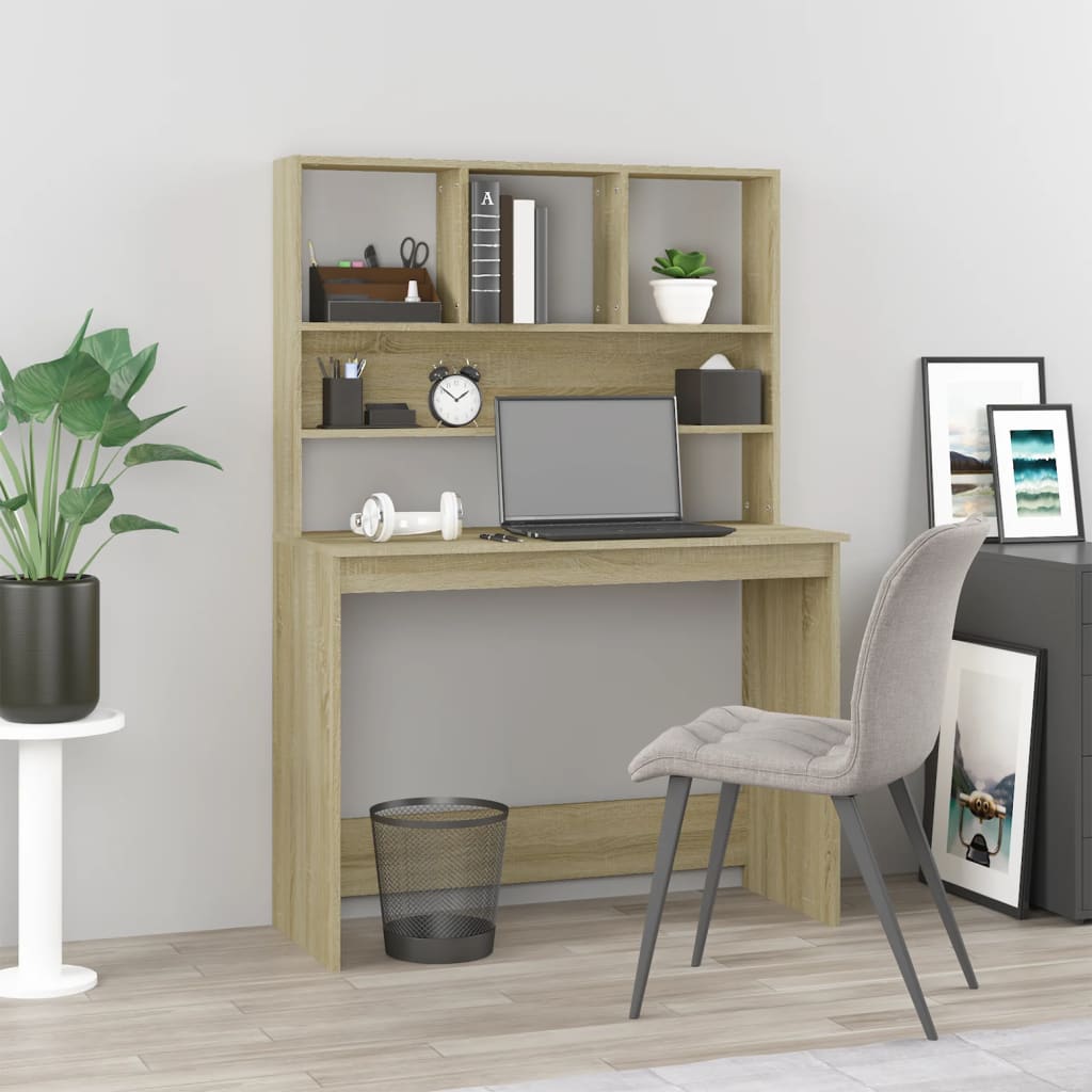 Desk with shelf Sonoma oak 102x45x148 cm wood material