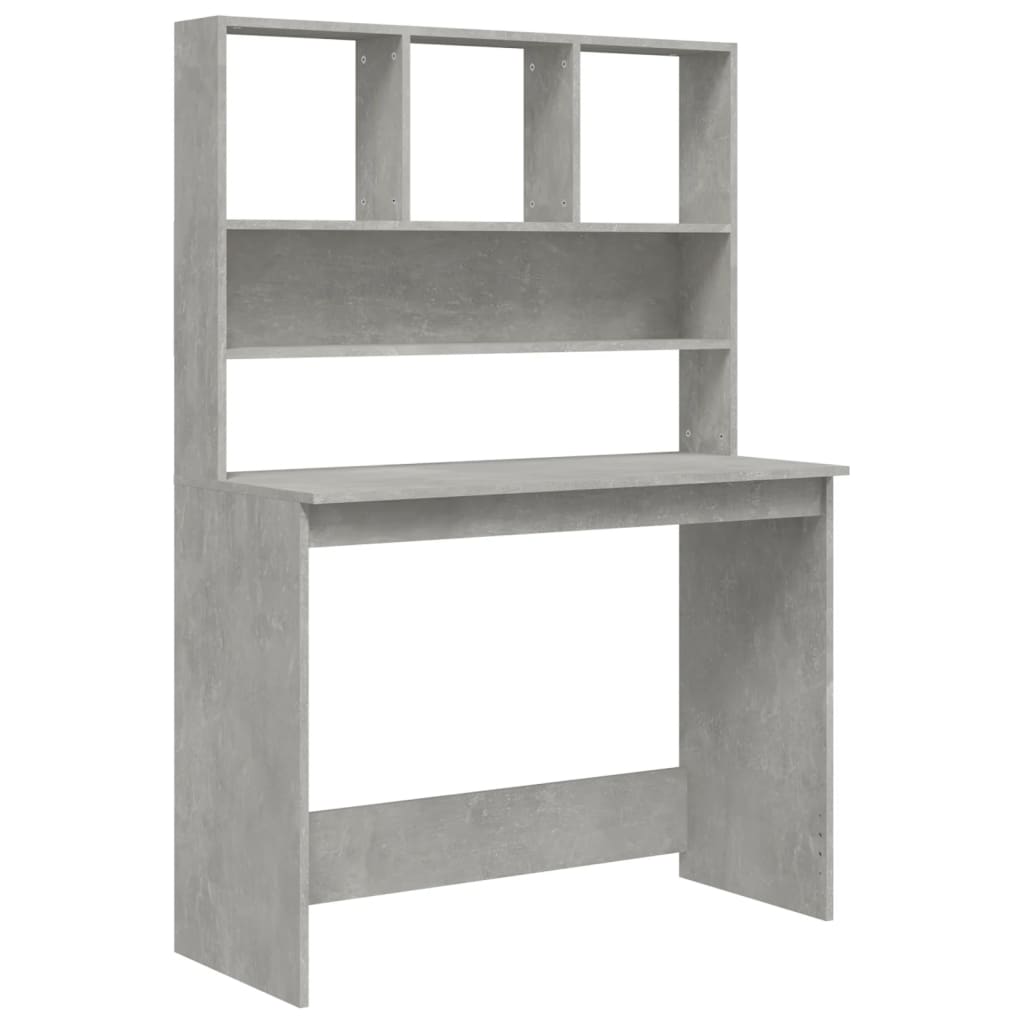 Desk with shelf concrete grey 102x45x148 cm wood material
