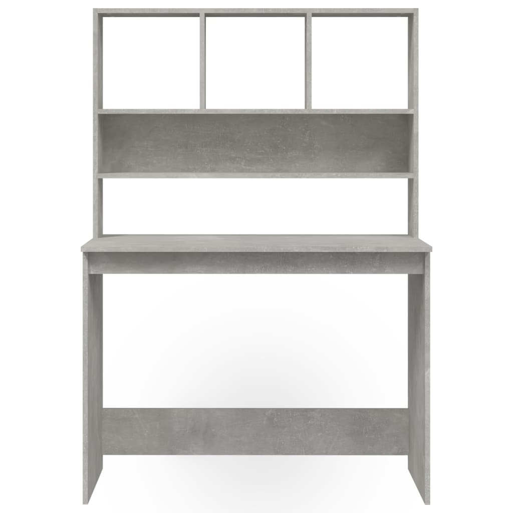 Desk with shelf concrete grey 102x45x148 cm wood material