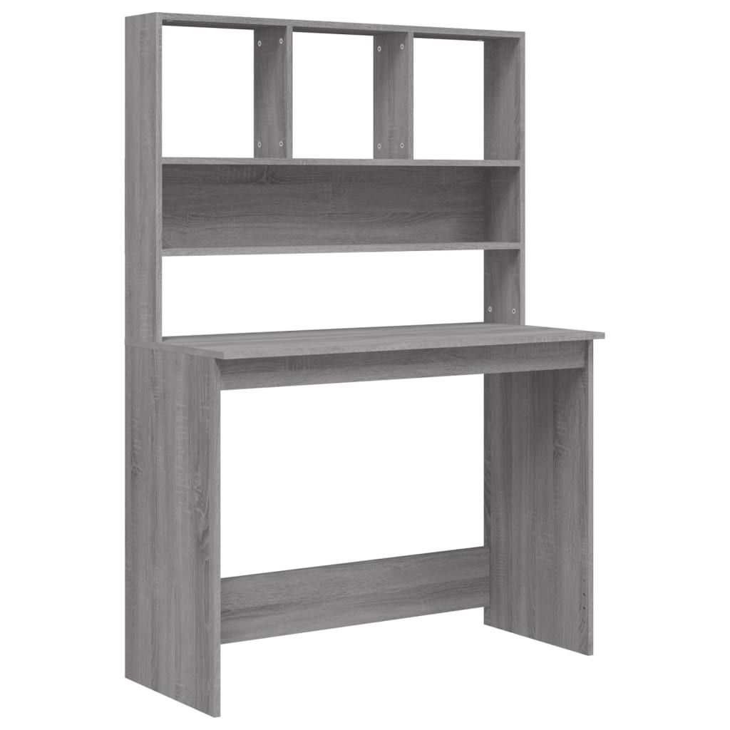 Bureau avec étagère gris Sonoma 102x45x148 cm en bois