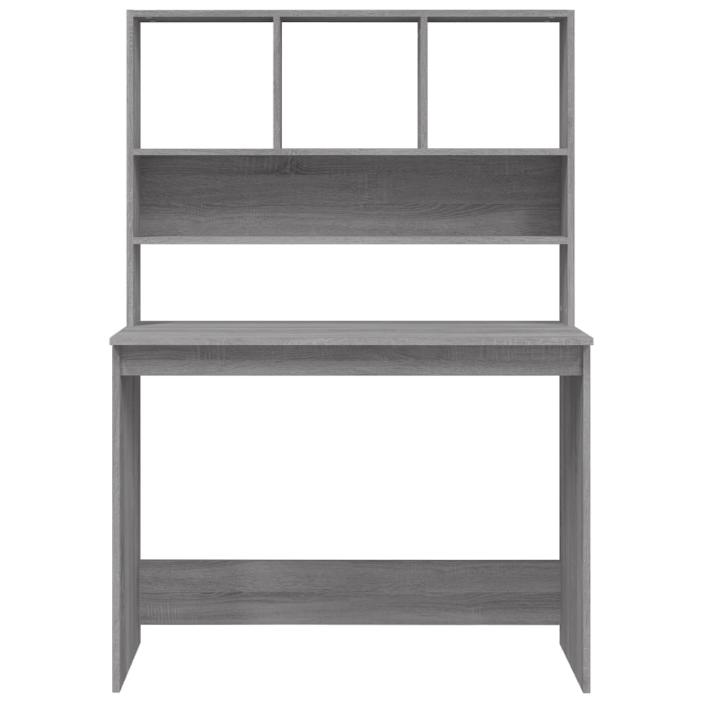 Bureau avec étagère gris Sonoma 102x45x148 cm en bois