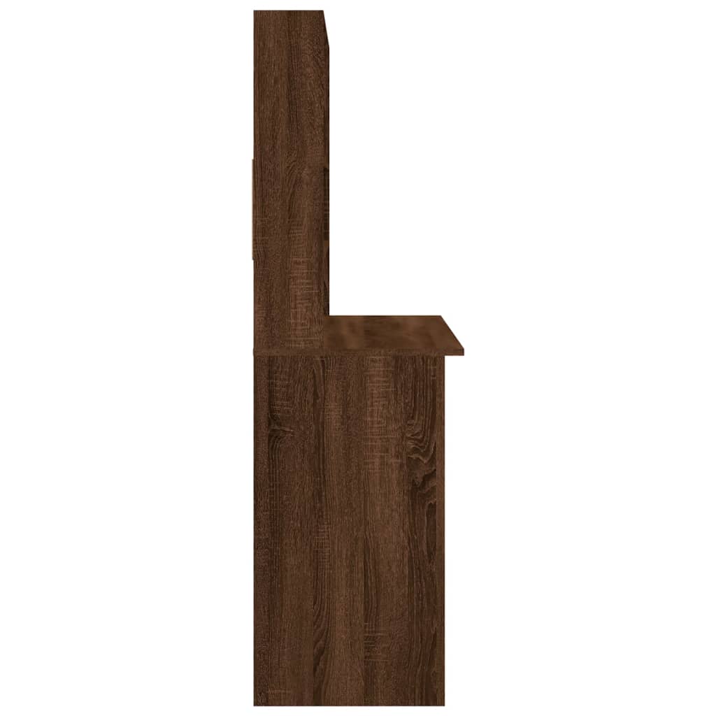 Desk with Shelf Brown Oak 102x45x148 cm Wood Material