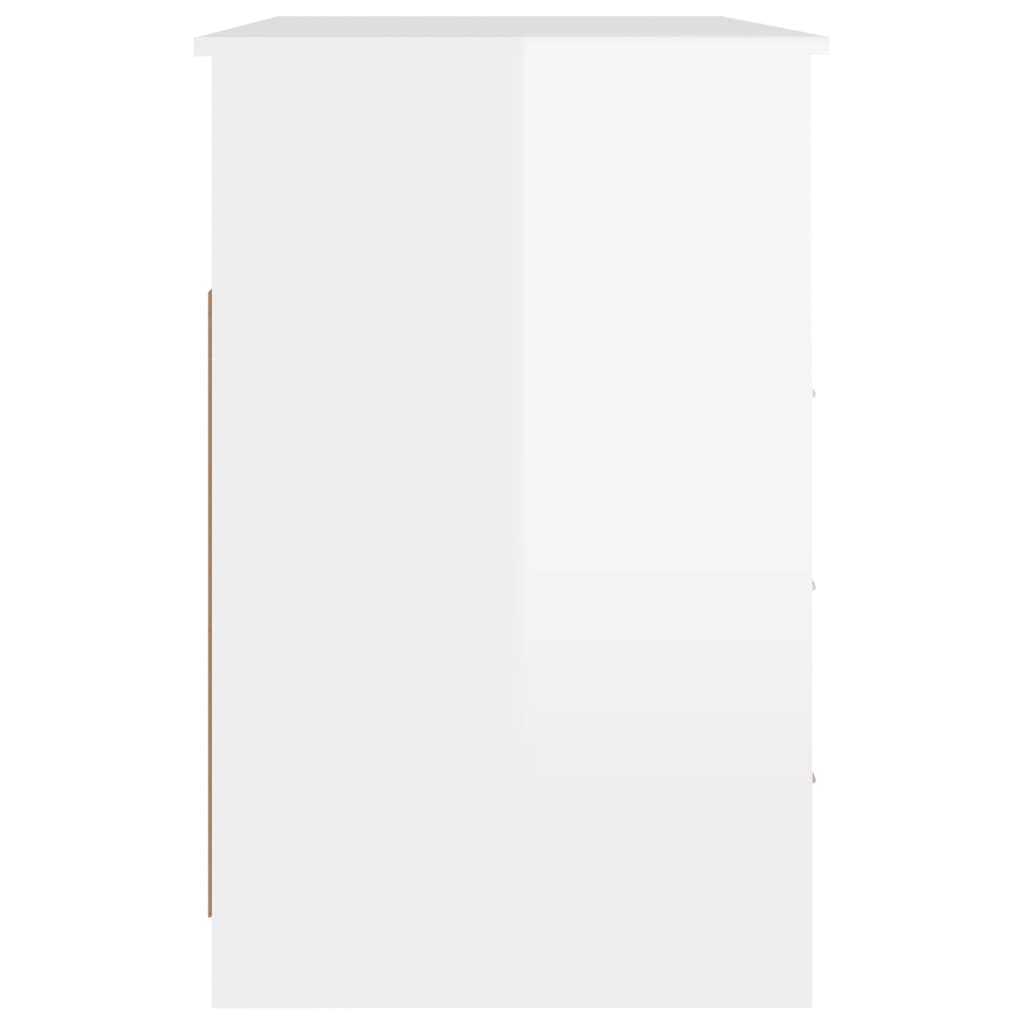 Desk with drawers high-gloss white 102x50x76 cm