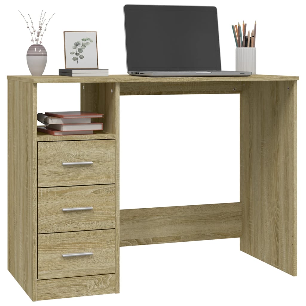 Desk with drawers Sonoma oak 102x50x76 cm