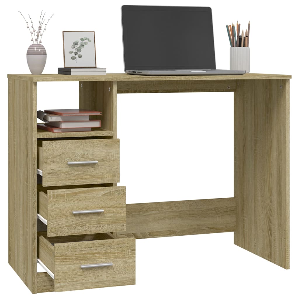 Desk with drawers Sonoma oak 102x50x76 cm