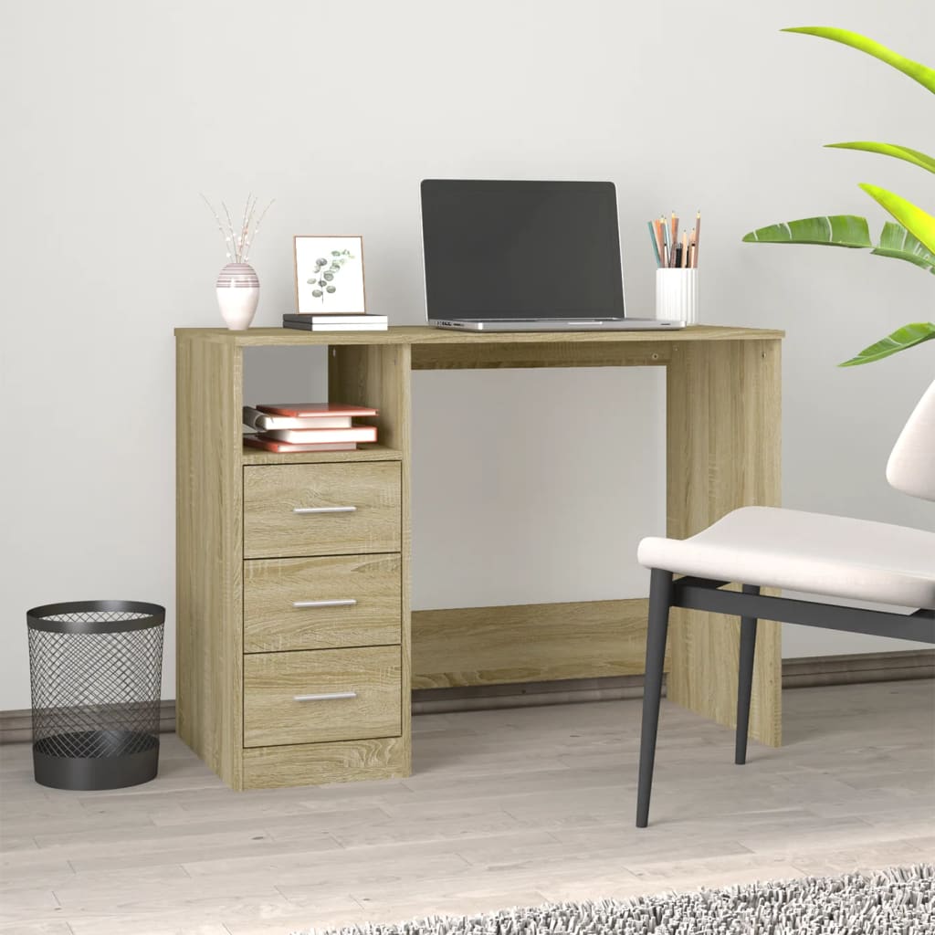 Desk with drawers Sonoma oak 102x50x76 cm
