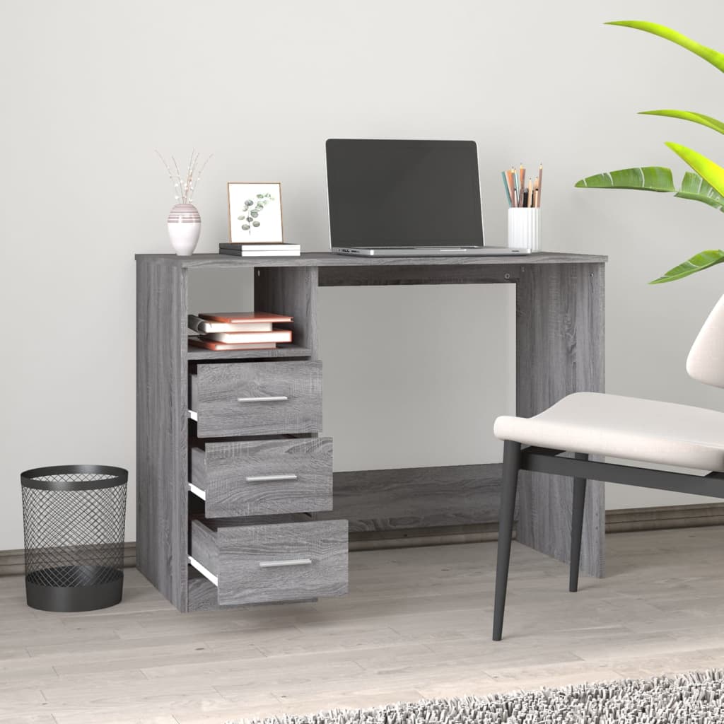 Desk with Drawers Gray Sonoma 102x50x76 cm