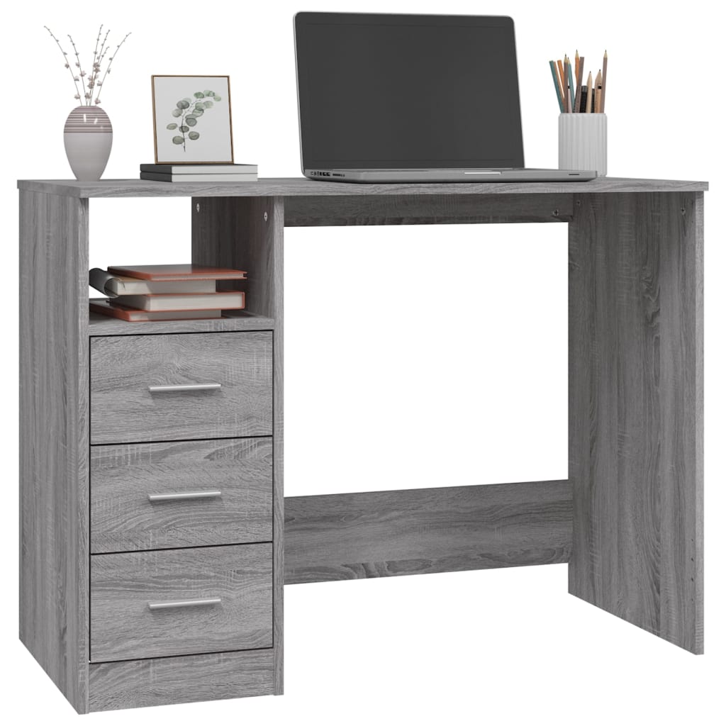 Desk with Drawers Gray Sonoma 102x50x76 cm