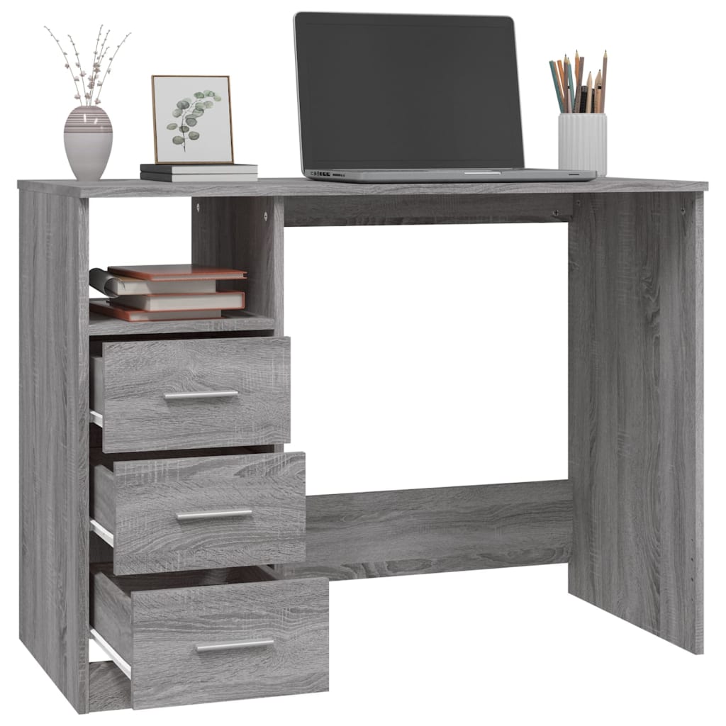 Desk with Drawers Gray Sonoma 102x50x76 cm