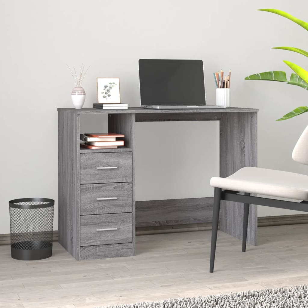 Desk with Drawers Gray Sonoma 102x50x76 cm