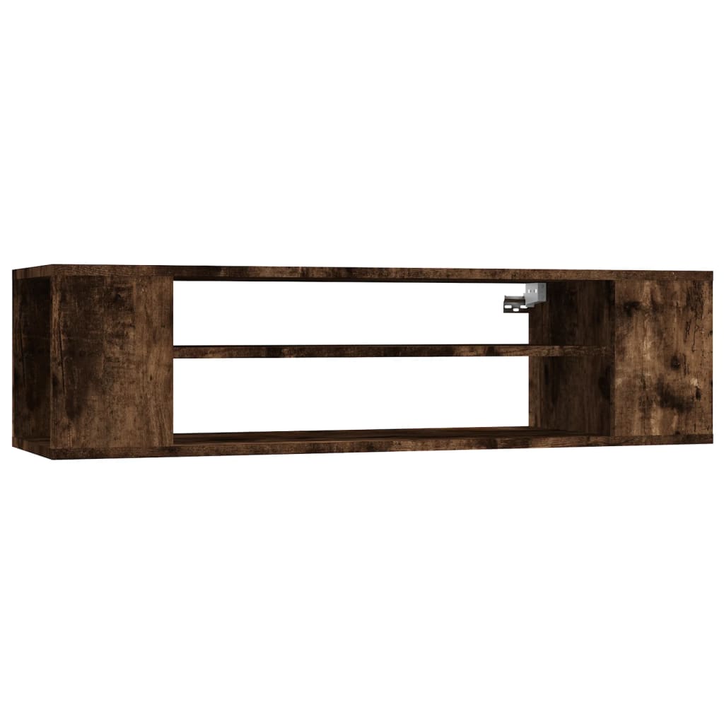 Meuble TV mural chêne fumé 100x30x26,5 cm matériau bois