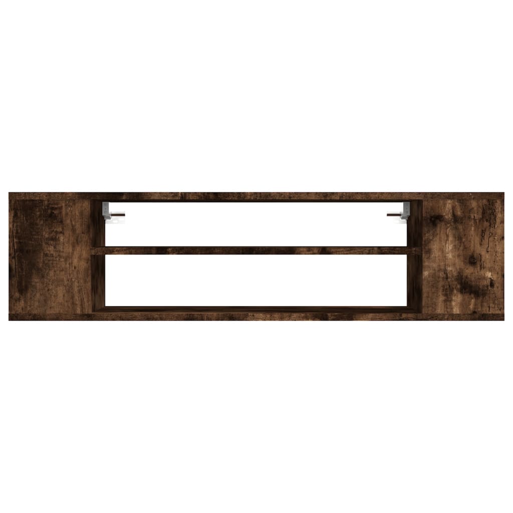 Meuble TV mural chêne fumé 100x30x26,5 cm matériau bois
