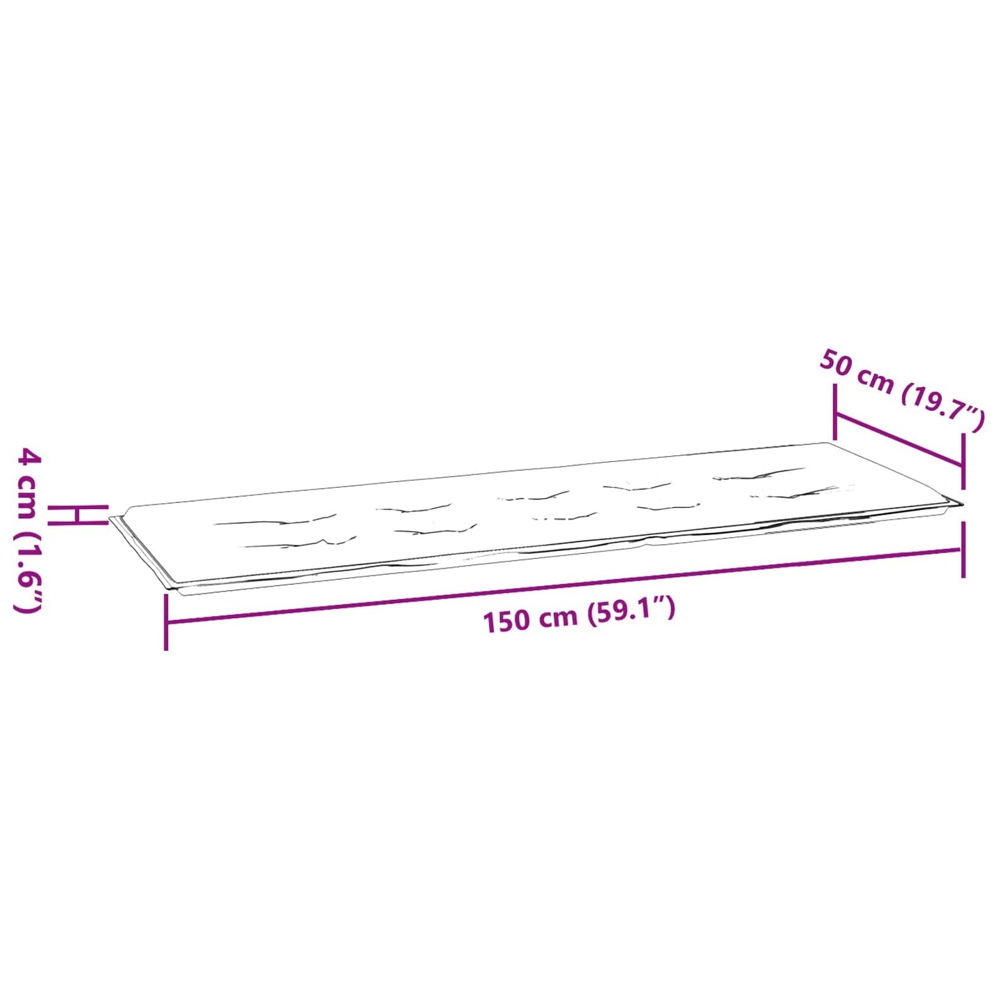 Bankpolster Oxford-Stoff Blattmuster 150 x 50 x 3 cm