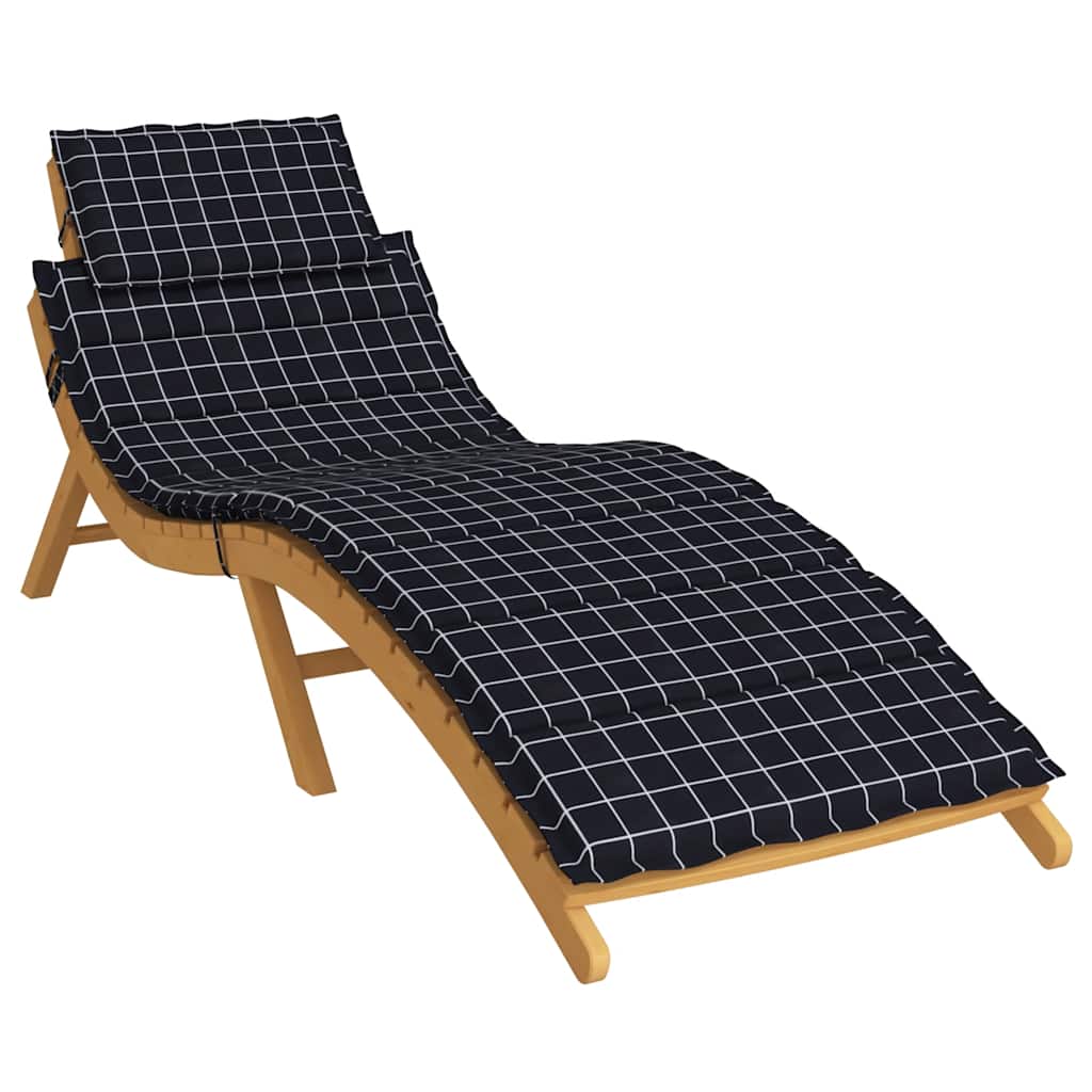 Sonnenliegen-Auflage Schwarz Karomuster Oxford-Gewebe