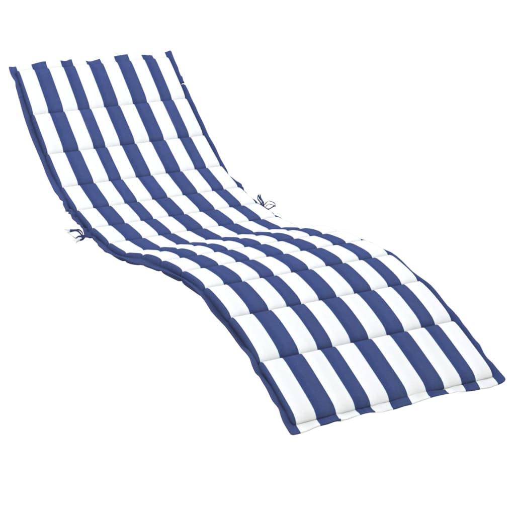 Sun lounger cushion blue & white striped Oxford fabric