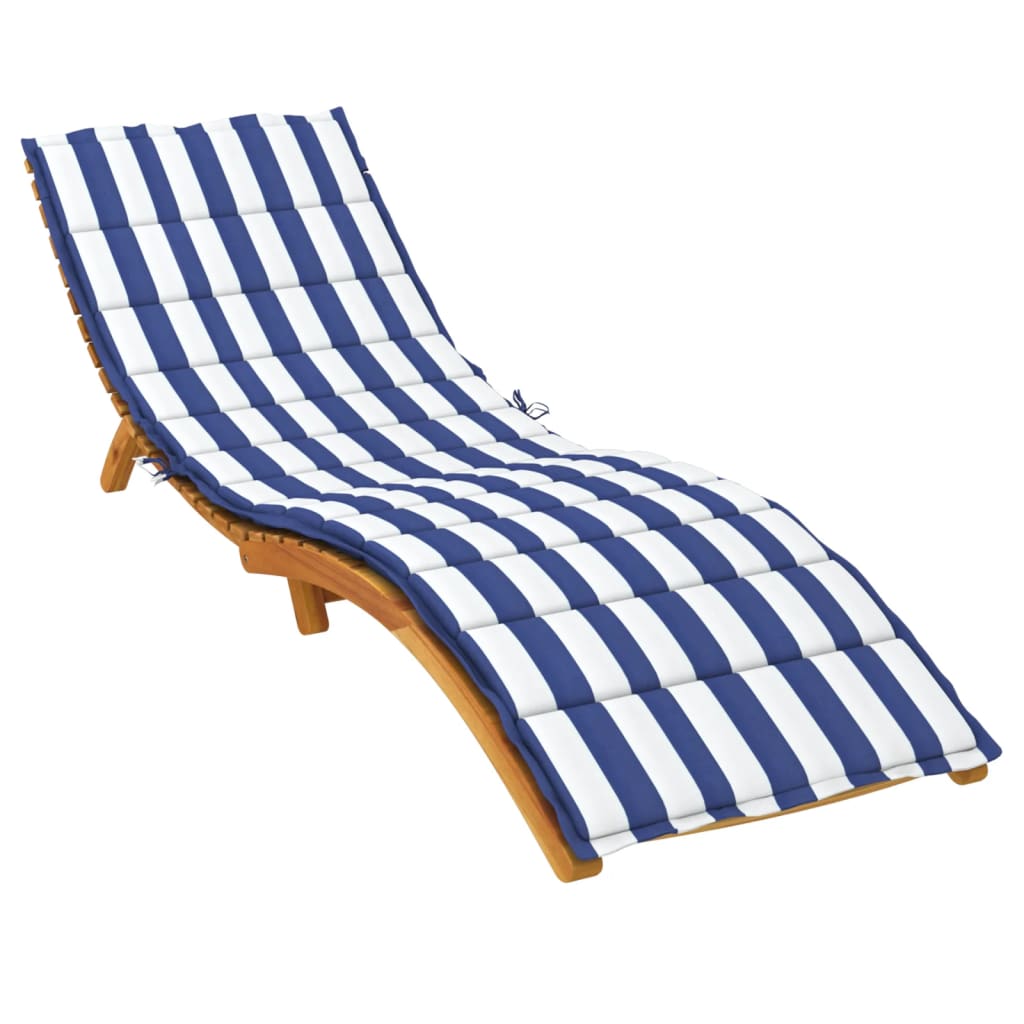 Sun lounger cushion blue & white striped Oxford fabric