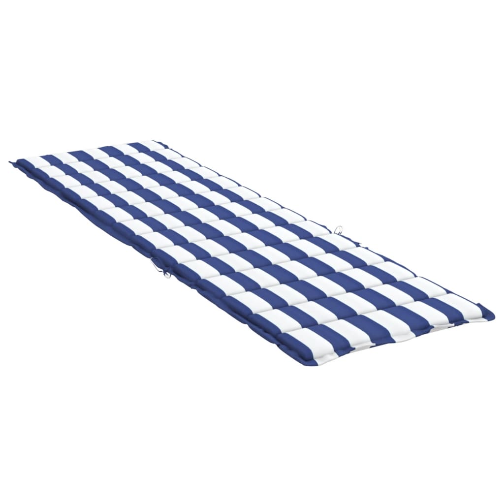 Sun lounger cushion blue & white striped Oxford fabric