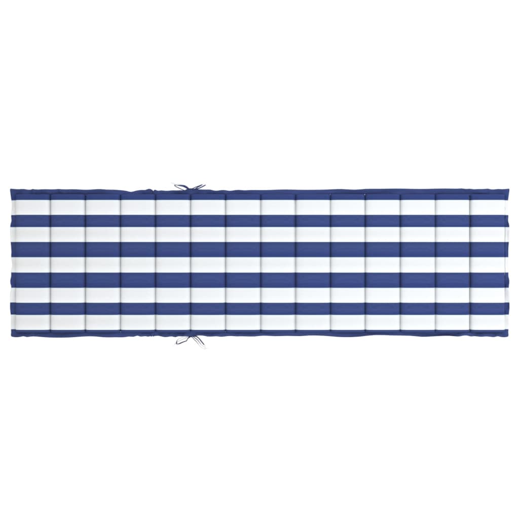 Sun lounger cushion blue & white striped Oxford fabric