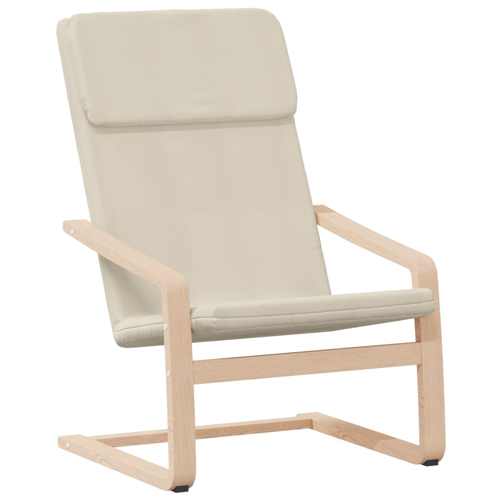 Fauteuil relax avec tabouret en tissu crème