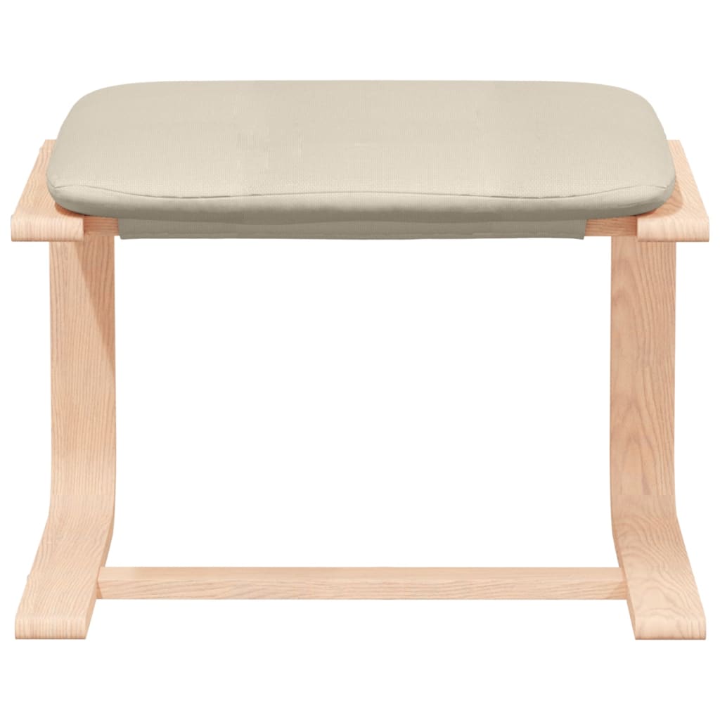 Fauteuil relax avec tabouret en tissu crème
