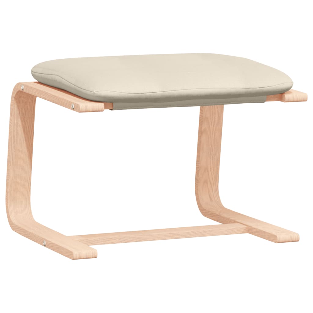 Fauteuil relax avec tabouret en tissu crème