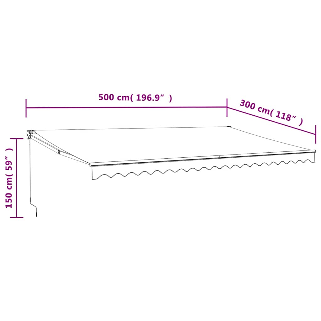 Markise Einziehbar Anthrazit 5x3 m Stoff und Aluminium