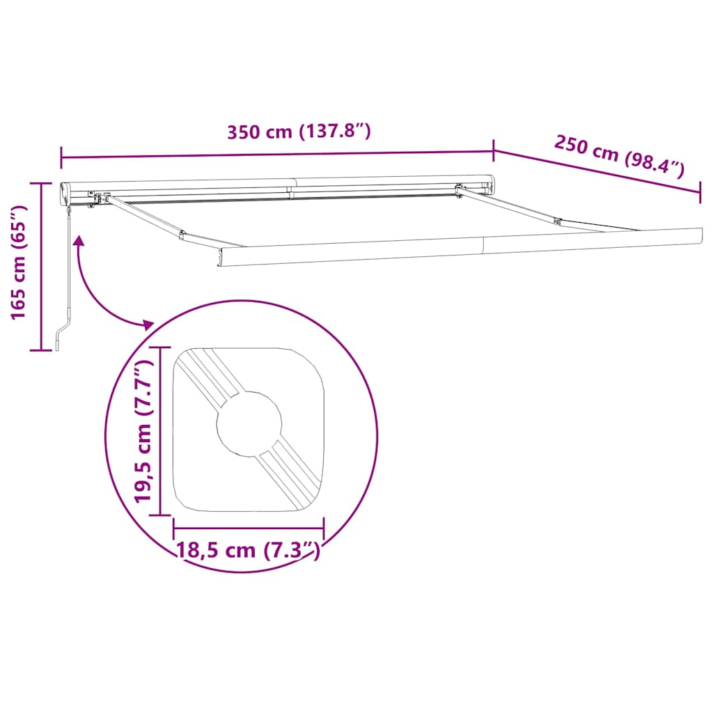 Markise Einziehbar Gelb und Weiß 3,5x2,5 m Stoff und Aluminium