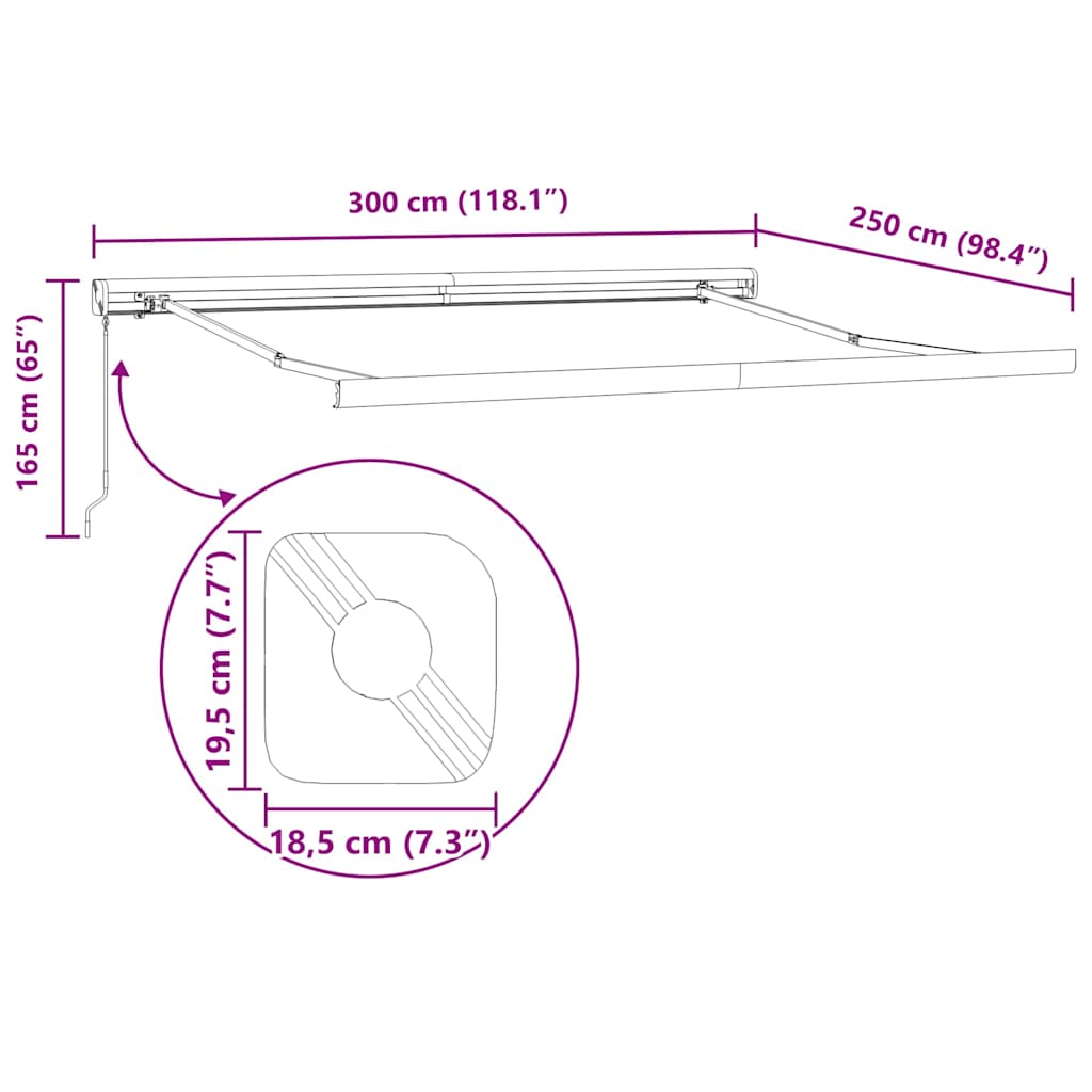 Markise Einziehbar Orange und Braun 3x2,5 m Stoff und Aluminium