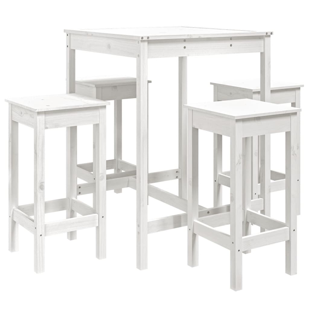 Ensemble de bar de jardin 5 pièces en pin massif blanc