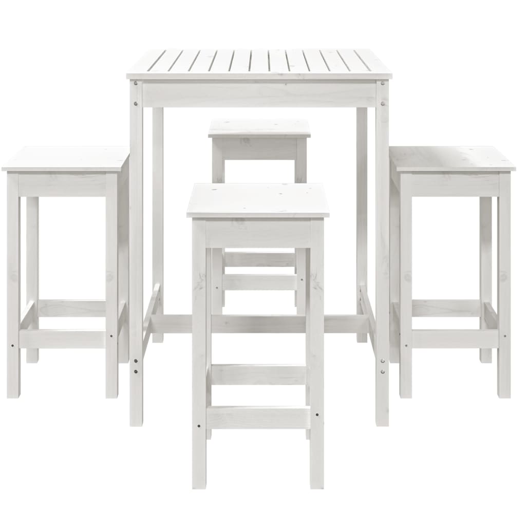 Ensemble de bar de jardin 5 pièces en pin massif blanc