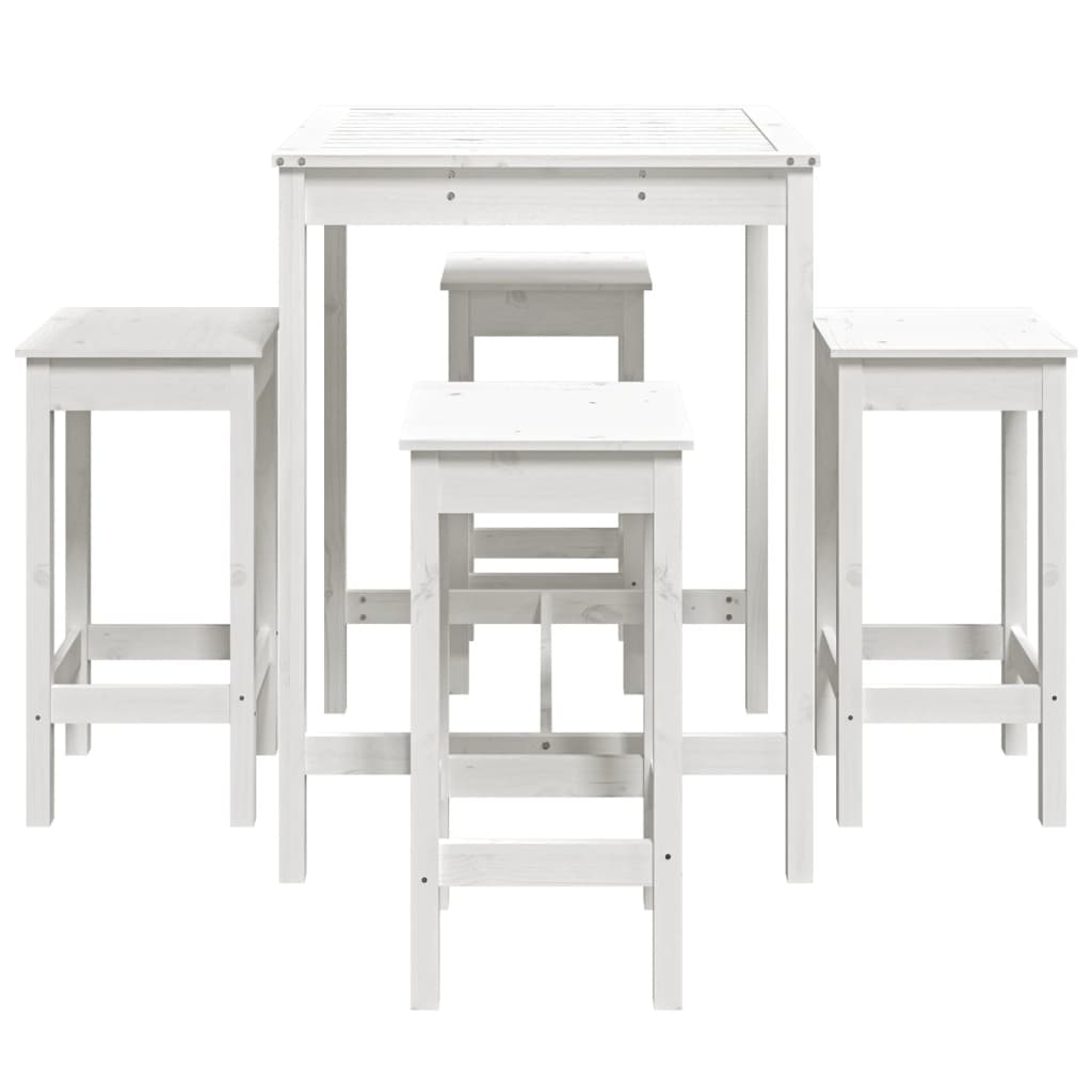 Ensemble de bar de jardin 5 pièces en pin massif blanc