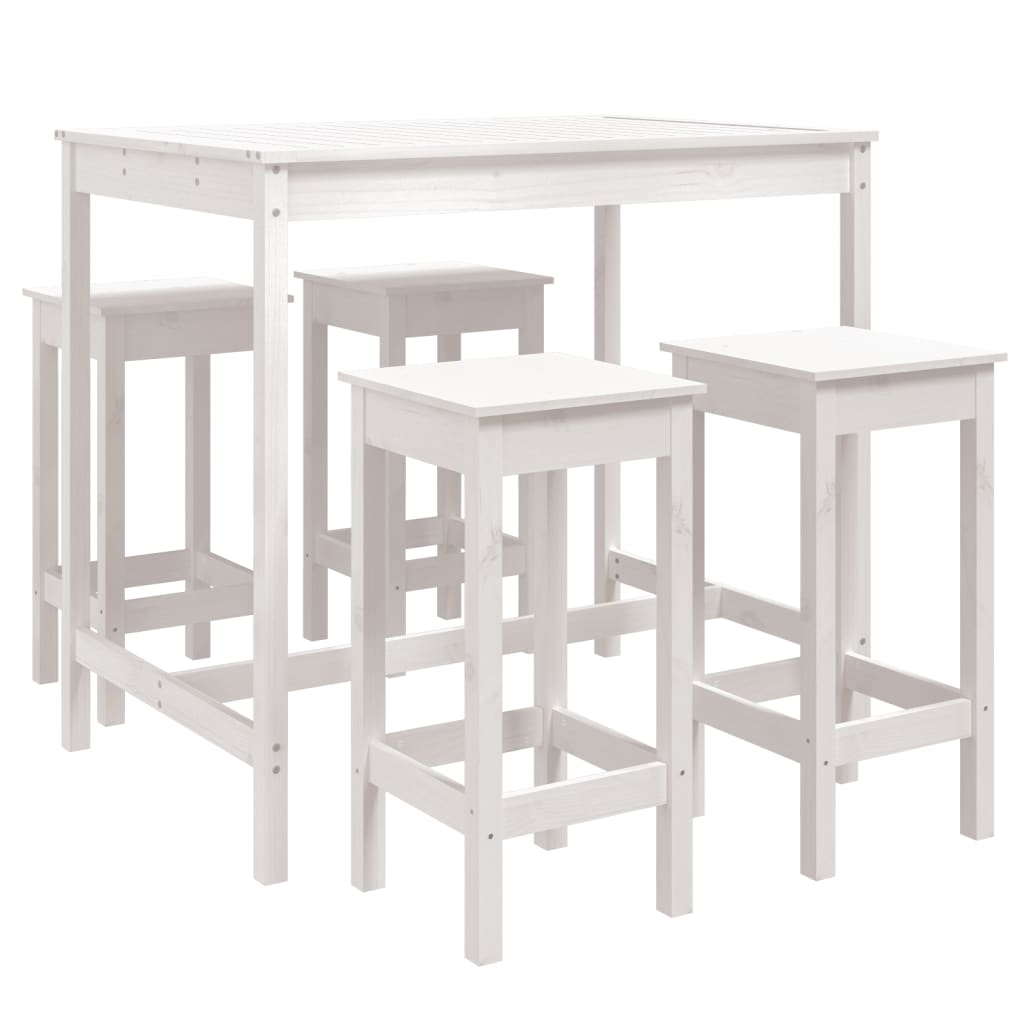 Ensemble de bar de jardin 5 pièces en pin massif blanc
