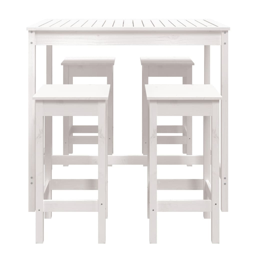 Ensemble de bar de jardin 5 pièces en pin massif blanc