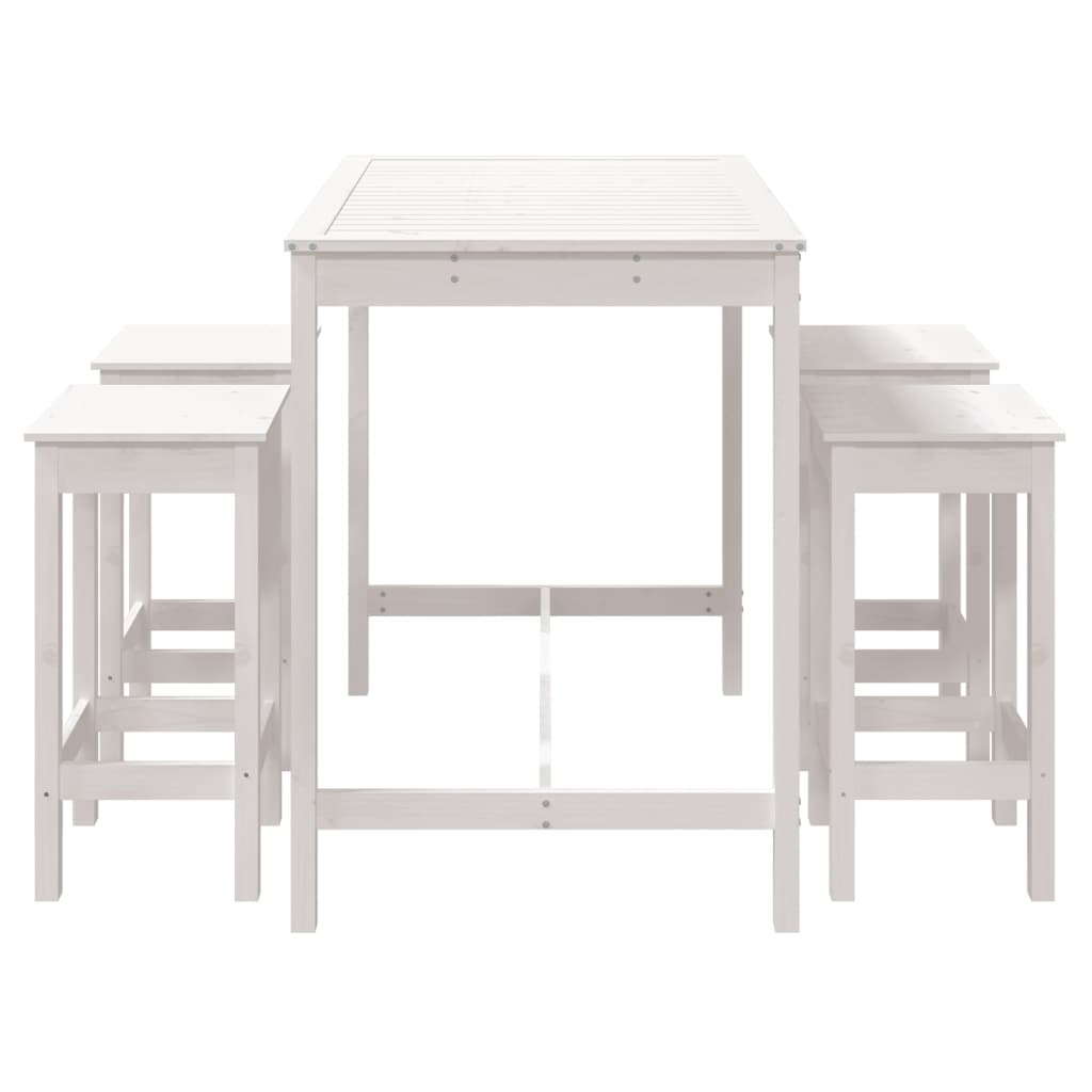 Ensemble de bar de jardin 5 pièces en pin massif blanc