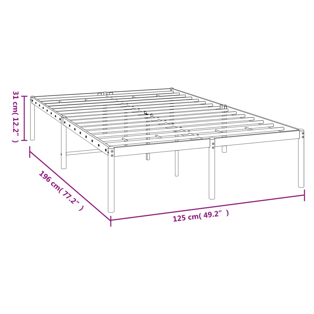 Bed frame metal white 120x190 cm