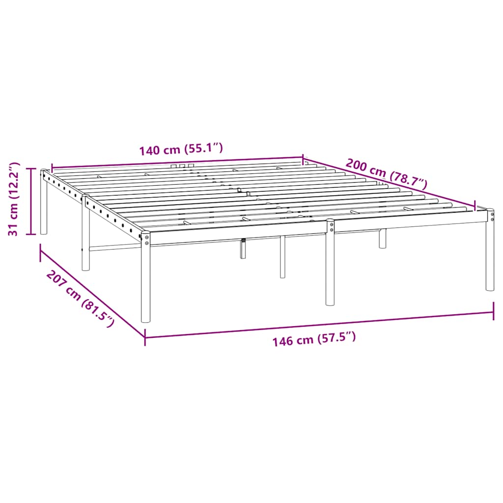 Bettgestell Metall Weiß 140x200 cm