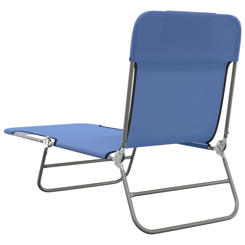 Chaises longues pliantes, lot de 2, en textilène bleu et acier