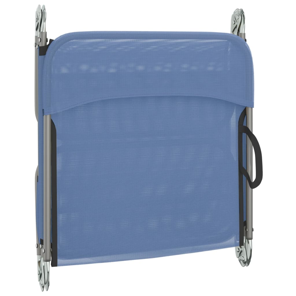 Chaises longues pliantes, lot de 2, en textilène bleu et acier