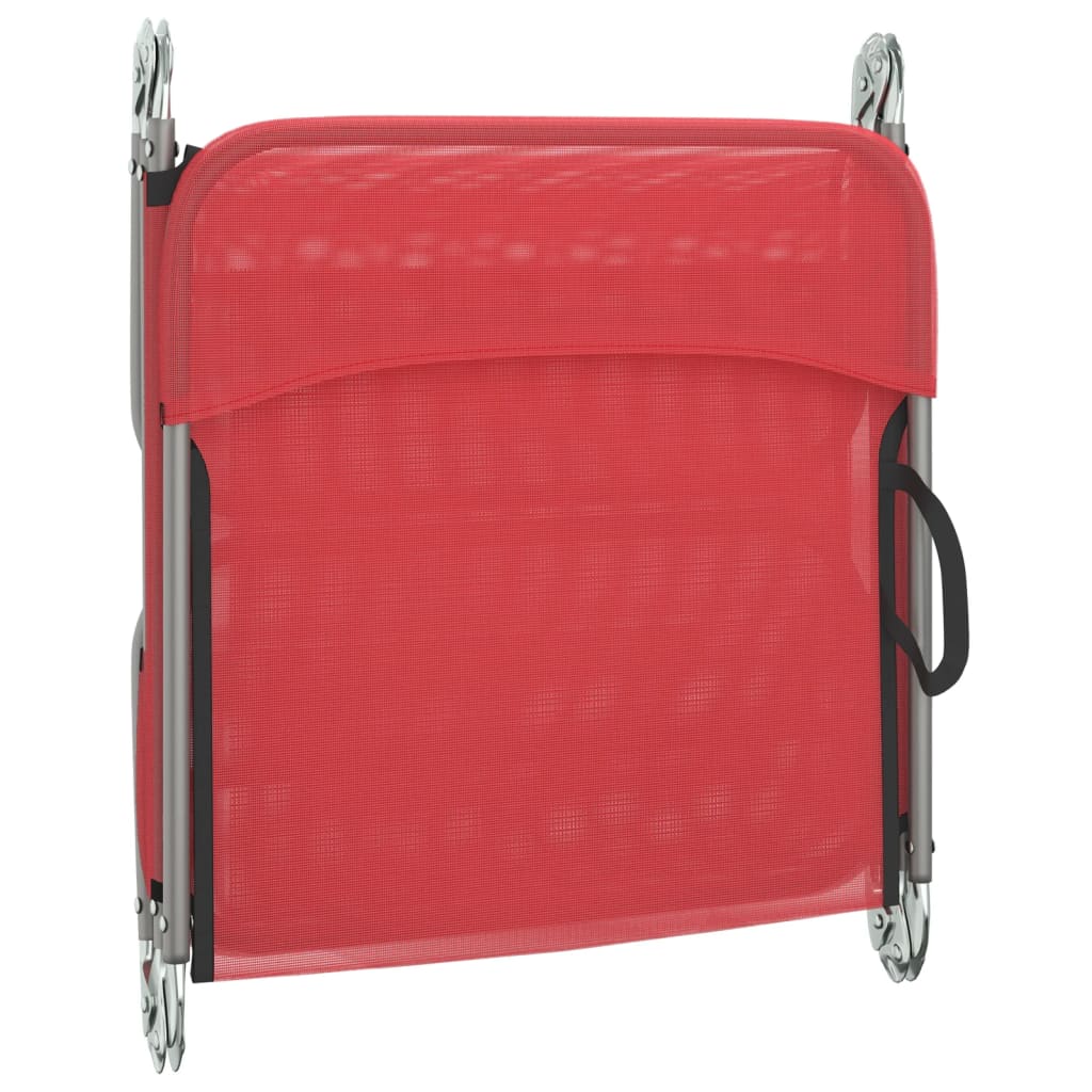 Sun loungers foldable 2 pcs. Red textilene and steel