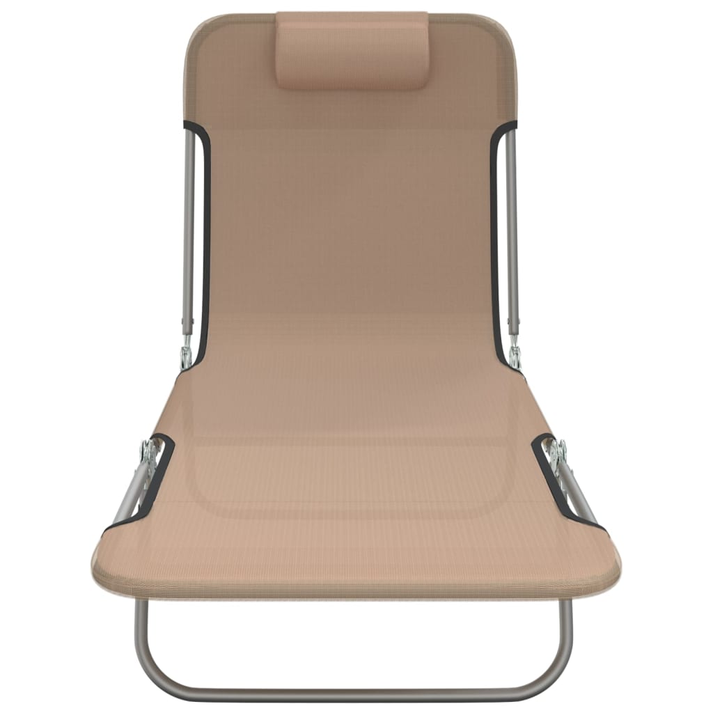 Sun loungers folding 2 pcs. Taupe textilene and steel