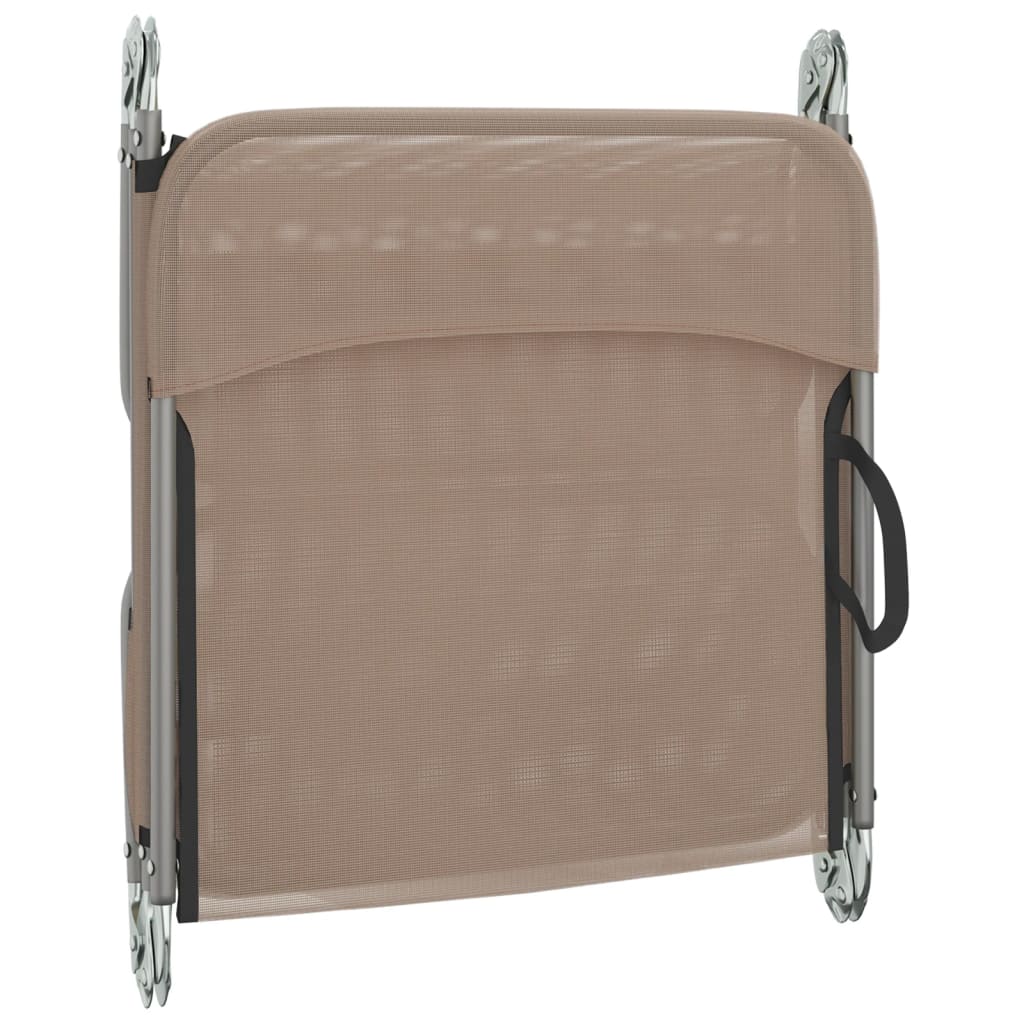 Sun loungers folding 2 pcs. Taupe textilene and steel