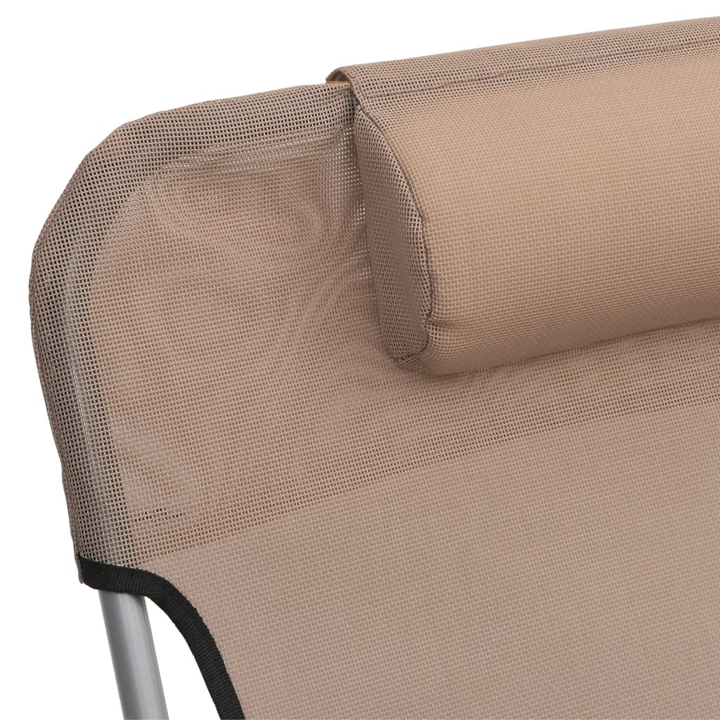 Sun loungers folding 2 pcs. Taupe textilene and steel