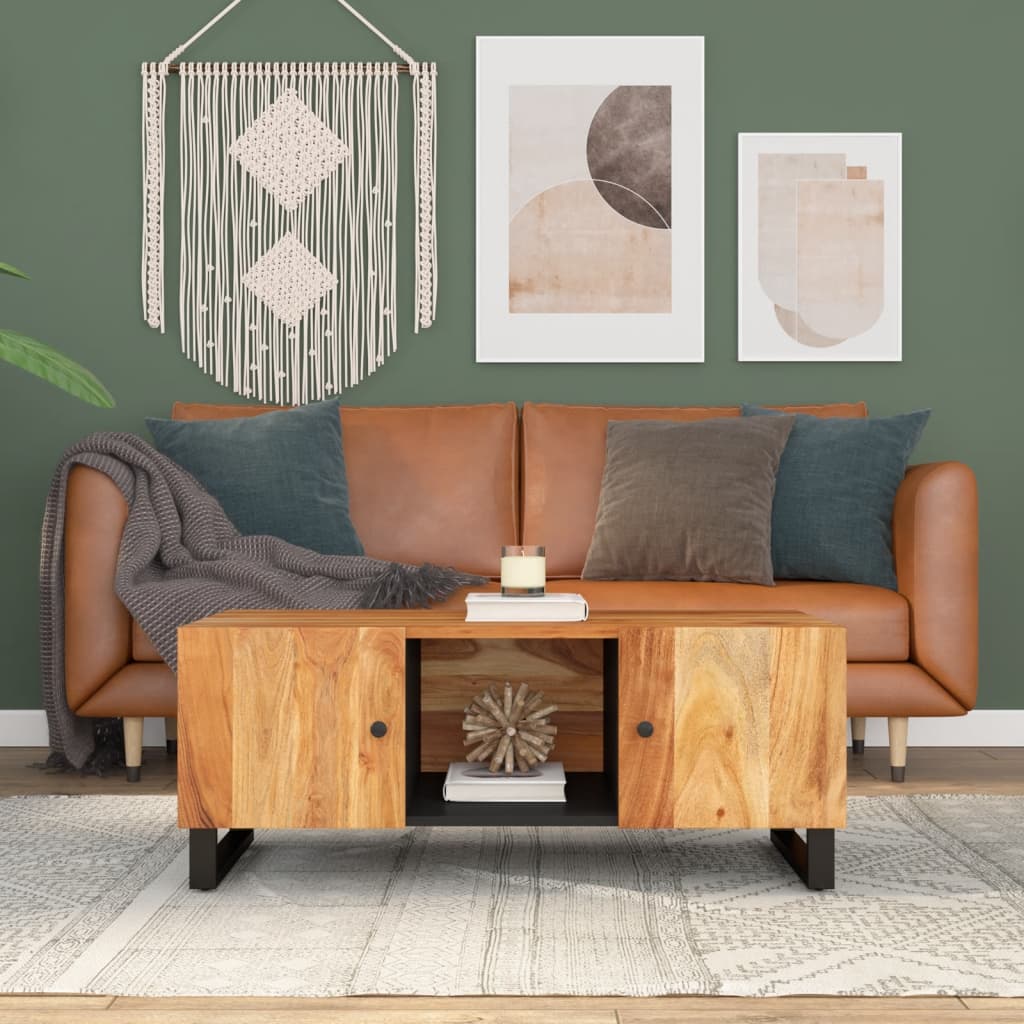Table basse 100x54x40 cm en bois d'acacia massif et matériaux dérivés du bois