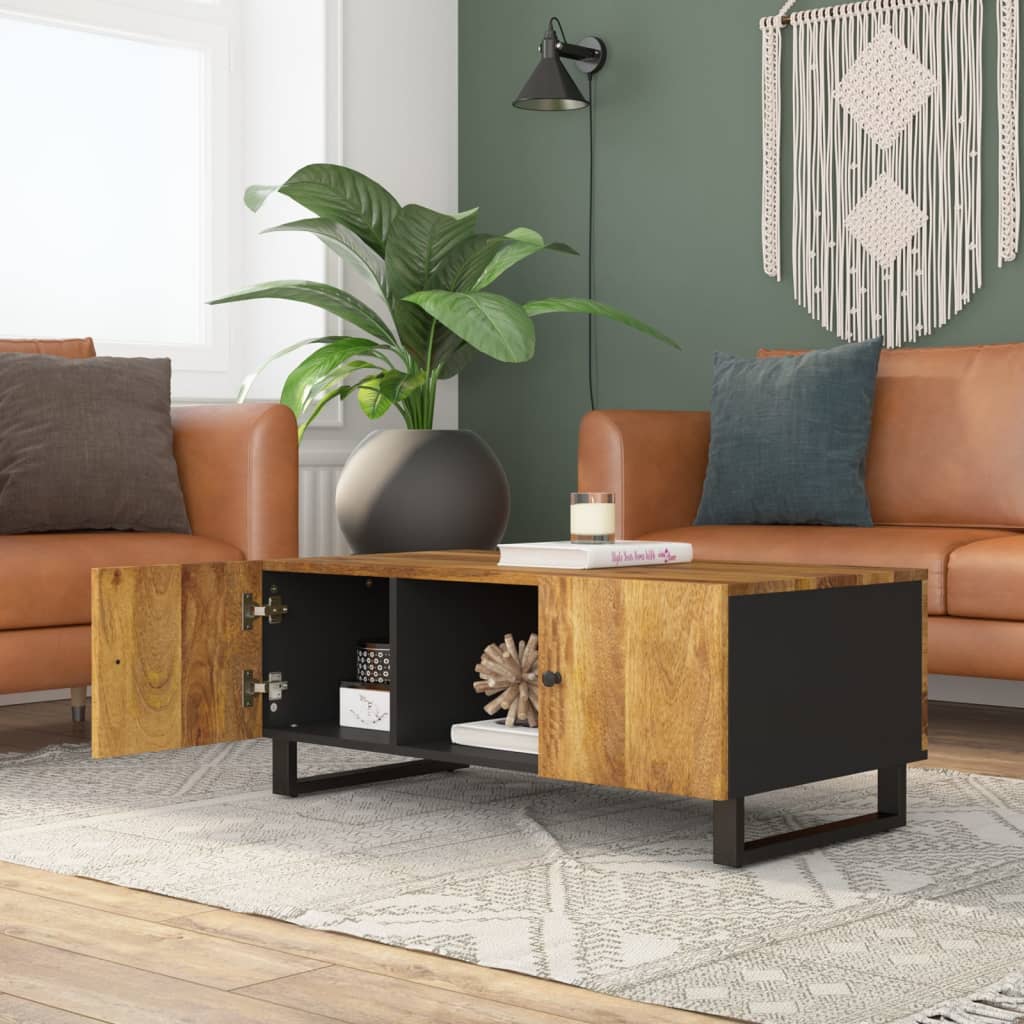 Table basse 100x54x40 cm en bois de manguier massif et matériau à base de bois