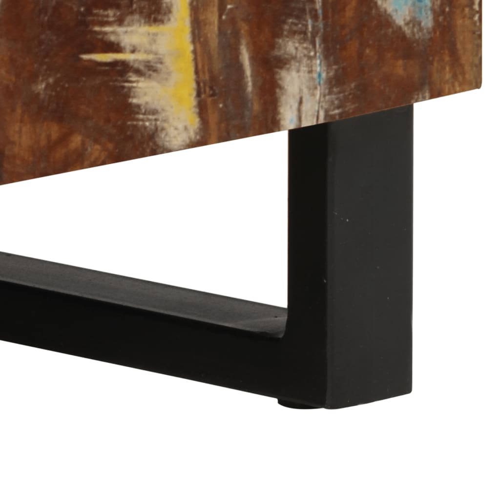 Washbasin base cabinet made of solid reclaimed wood and wood-based material