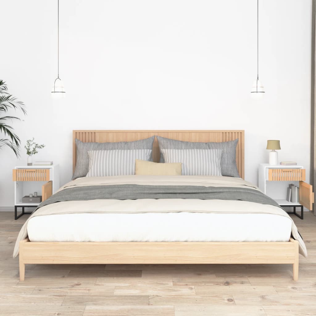 Bedside tables 2 pcs. White 40x30x55.5 cm wood-based material & iron
