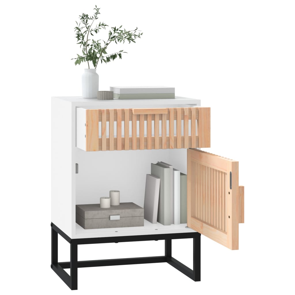 Bedside tables 2 pcs. White 40x30x55.5 cm wood-based material & iron