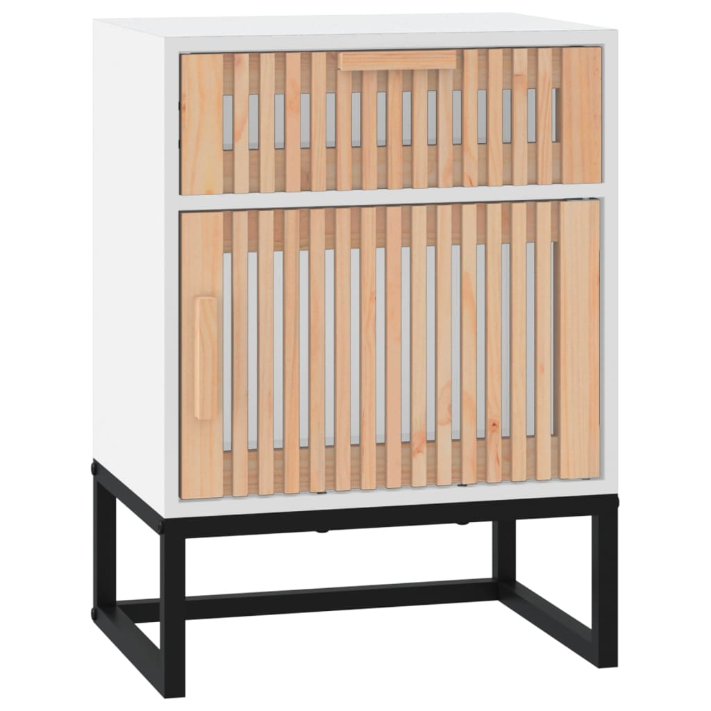 Bedside tables 2 pcs. White 40x30x55.5 cm wood-based material & iron